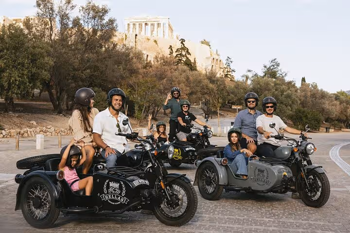 Visite privée de Plaka en side-car avec vue sur l'Acropole