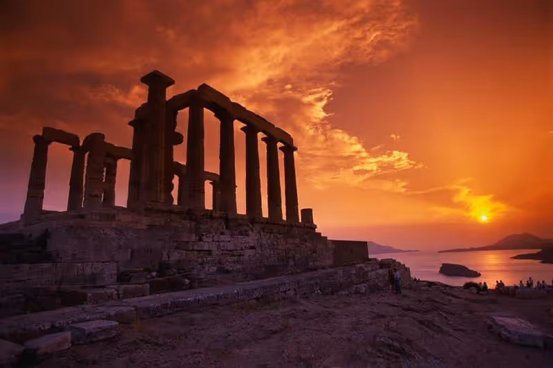 Excursion privée au coucher du soleil au Cap Sounion, au Temple de Poséidon et sur la Riviera d'Athènes
